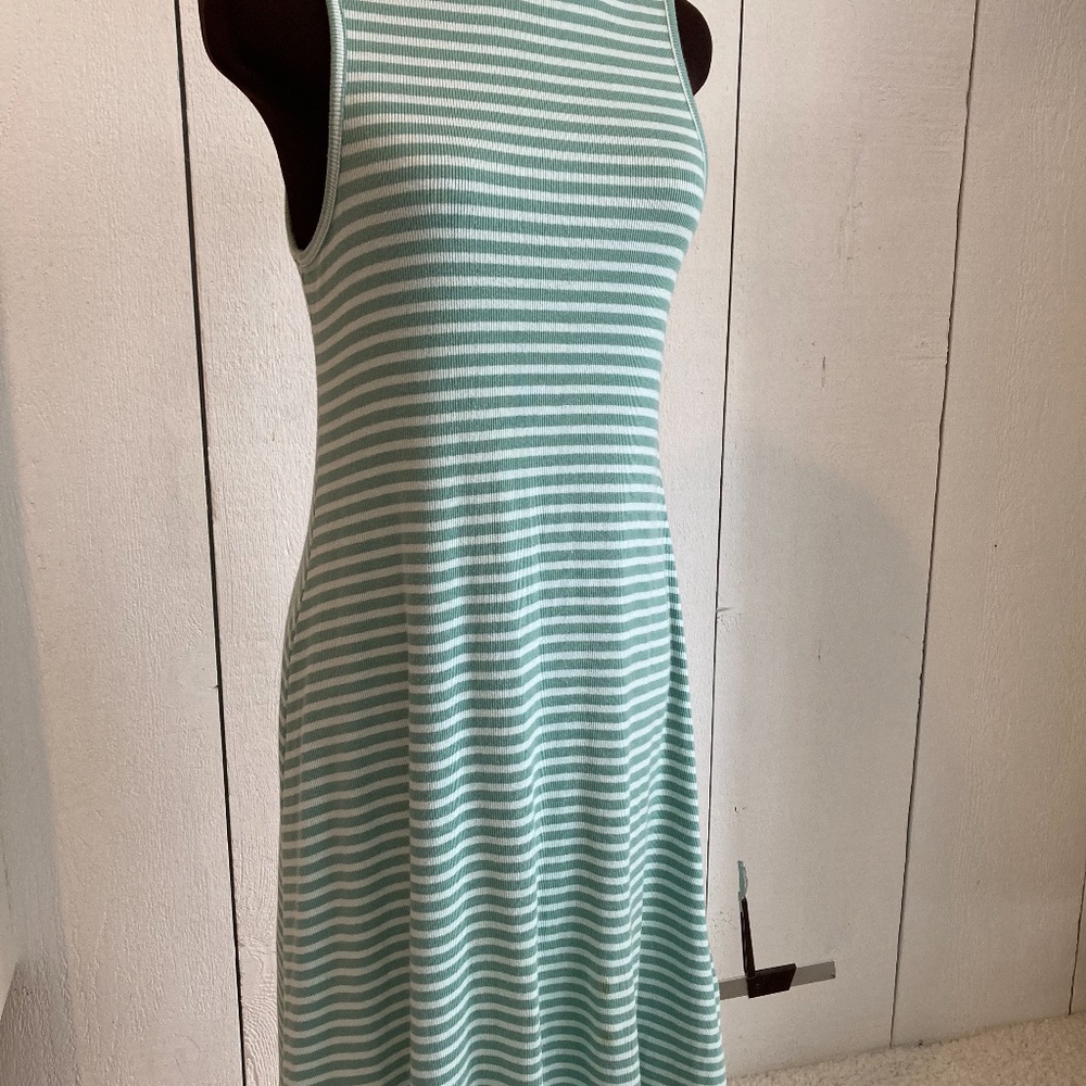 a:glow Maternity Green Striped Sleeveless Dress Size Small